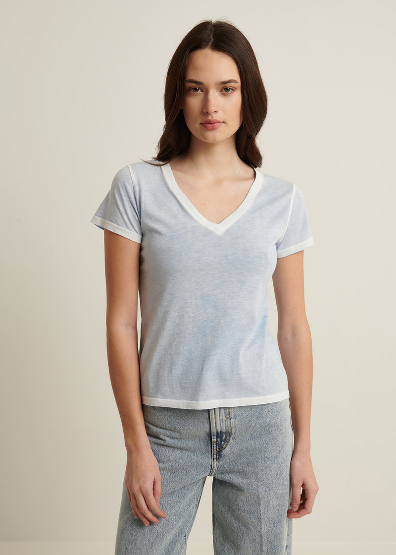 Reverse Spray Lightweight Pima Cotton V-Neck T-Shirt