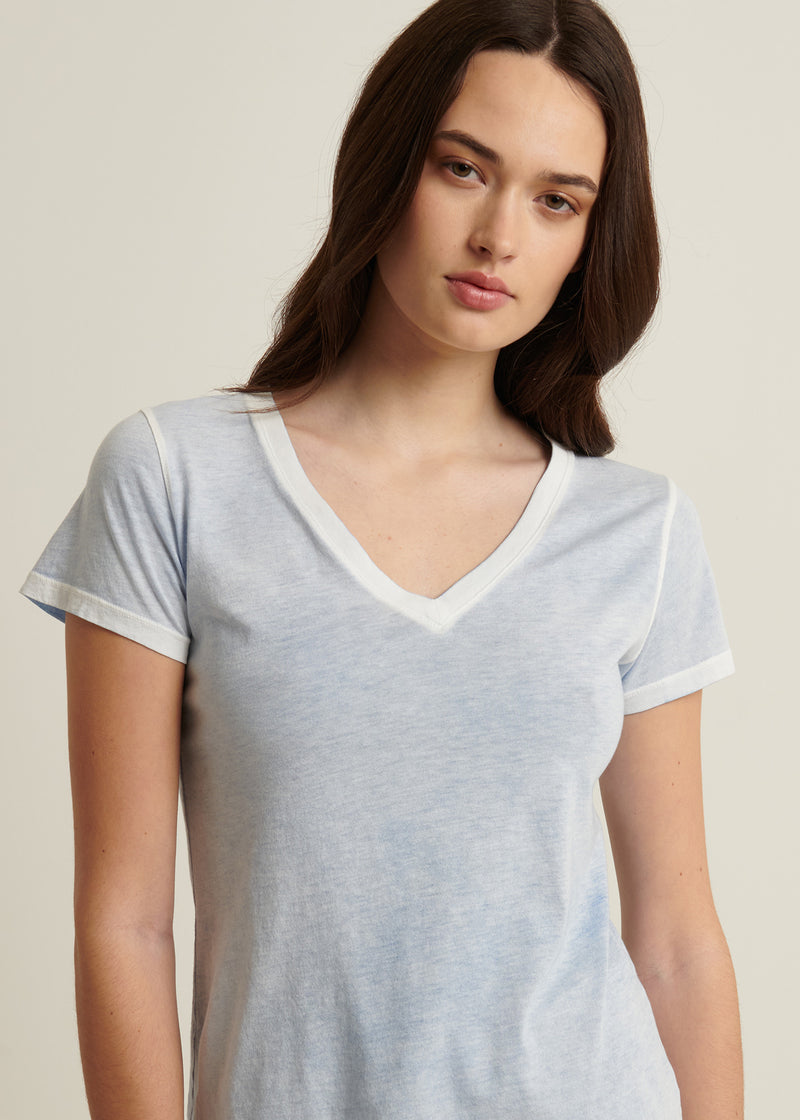 Reverse Spray Lightweight Pima Cotton V-Neck T-Shirt