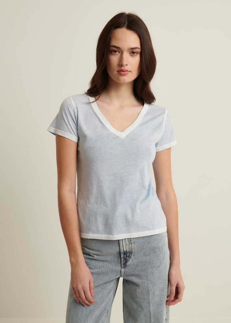 Reverse Spray Lightweight Pima Cotton V-Neck T-Shirt