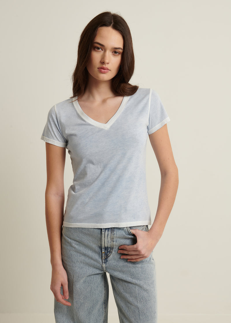 Reverse Spray Lightweight Pima Cotton V-Neck T-Shirt