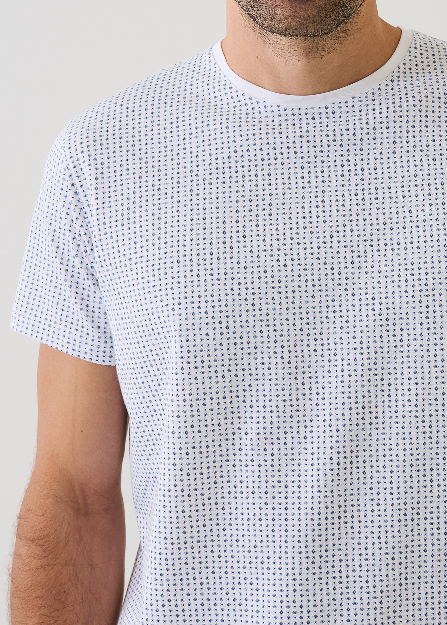 Pima Cotton Stretch Micro Print Crewneck