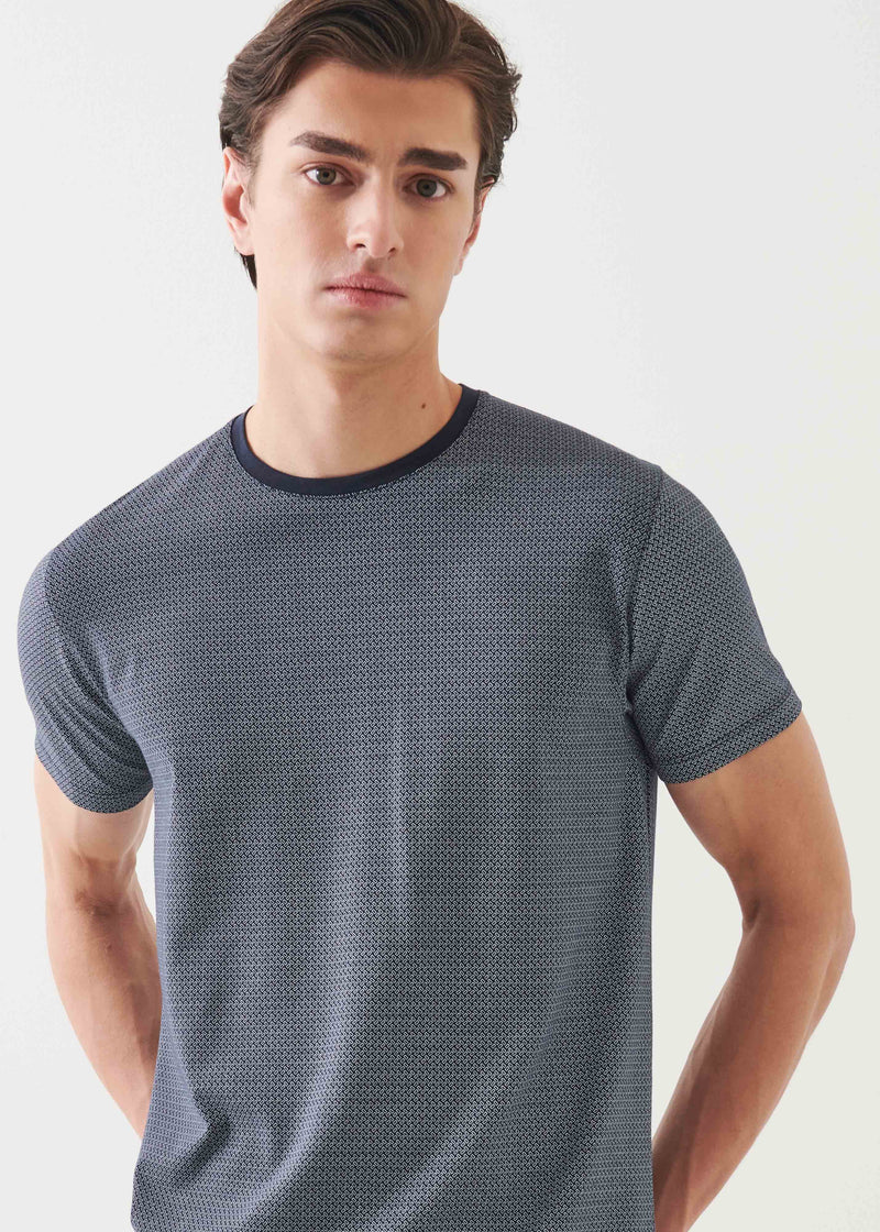 Pima Cotton Stretch Printed Crewneck