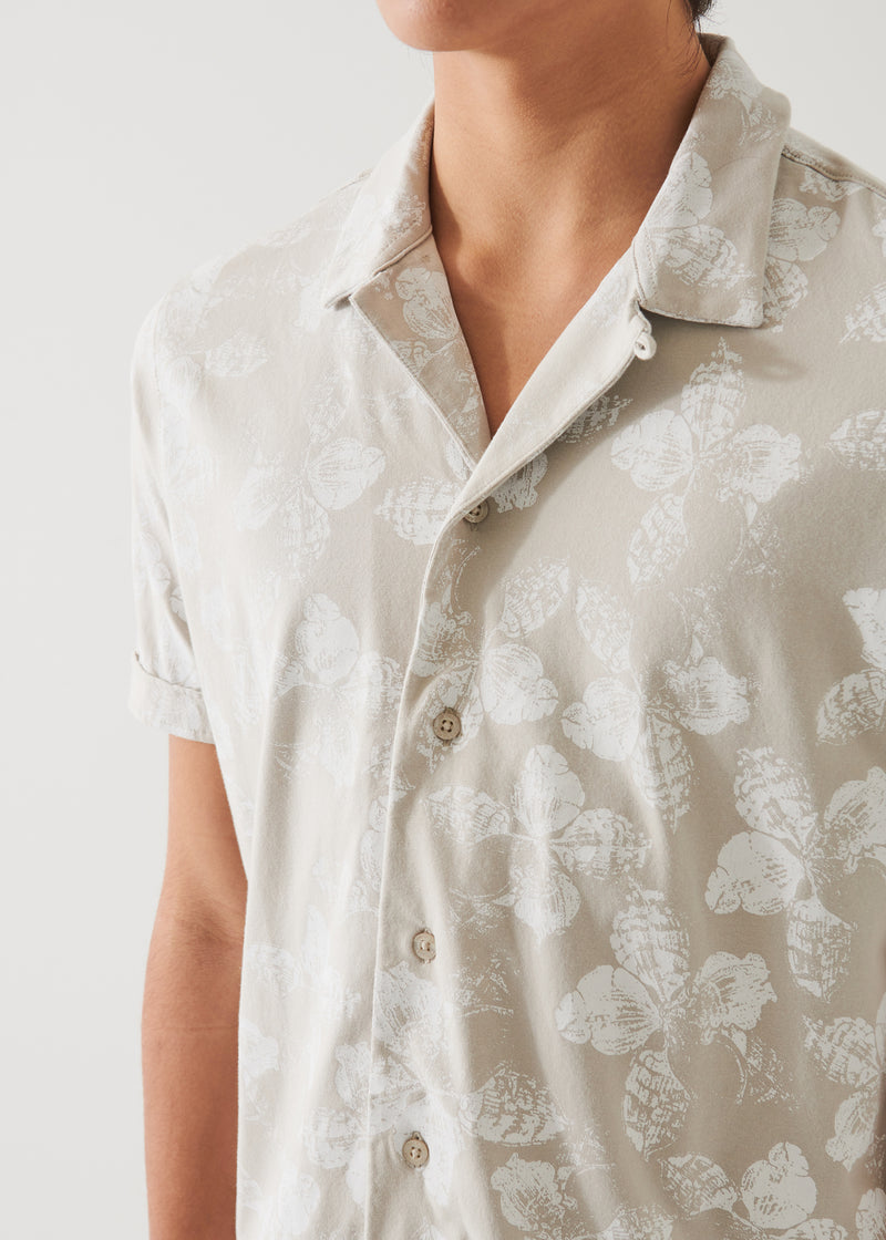 PIMA COTTON STRETCH PRINTED CAMP SHIRT