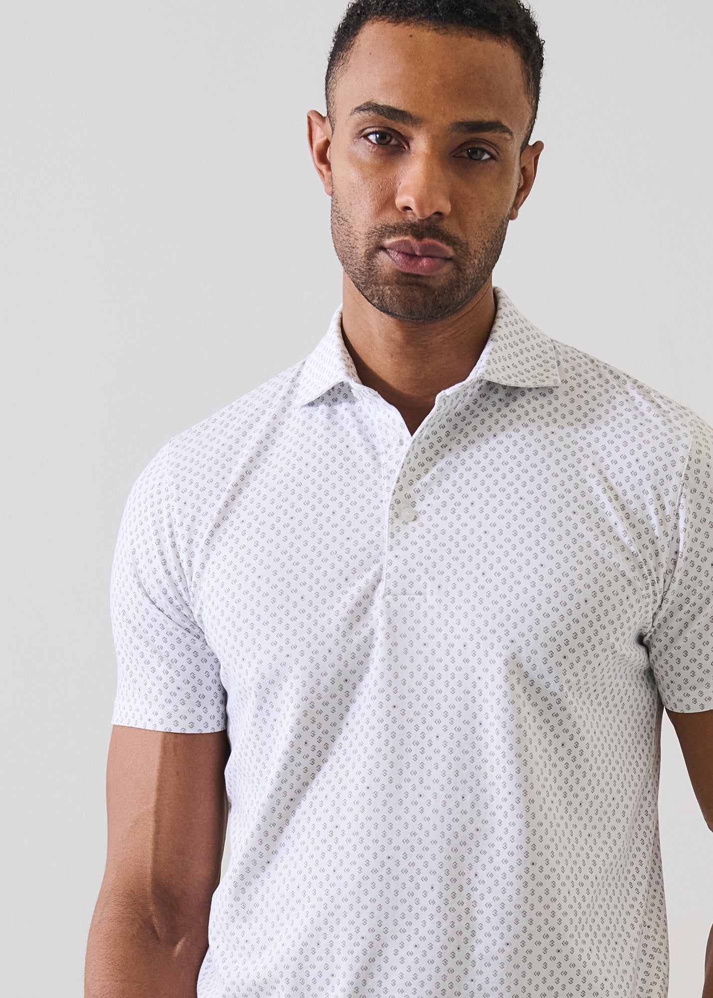 Pima Cotton Stretch Neat Print Polo - PATRICK ASSARAF