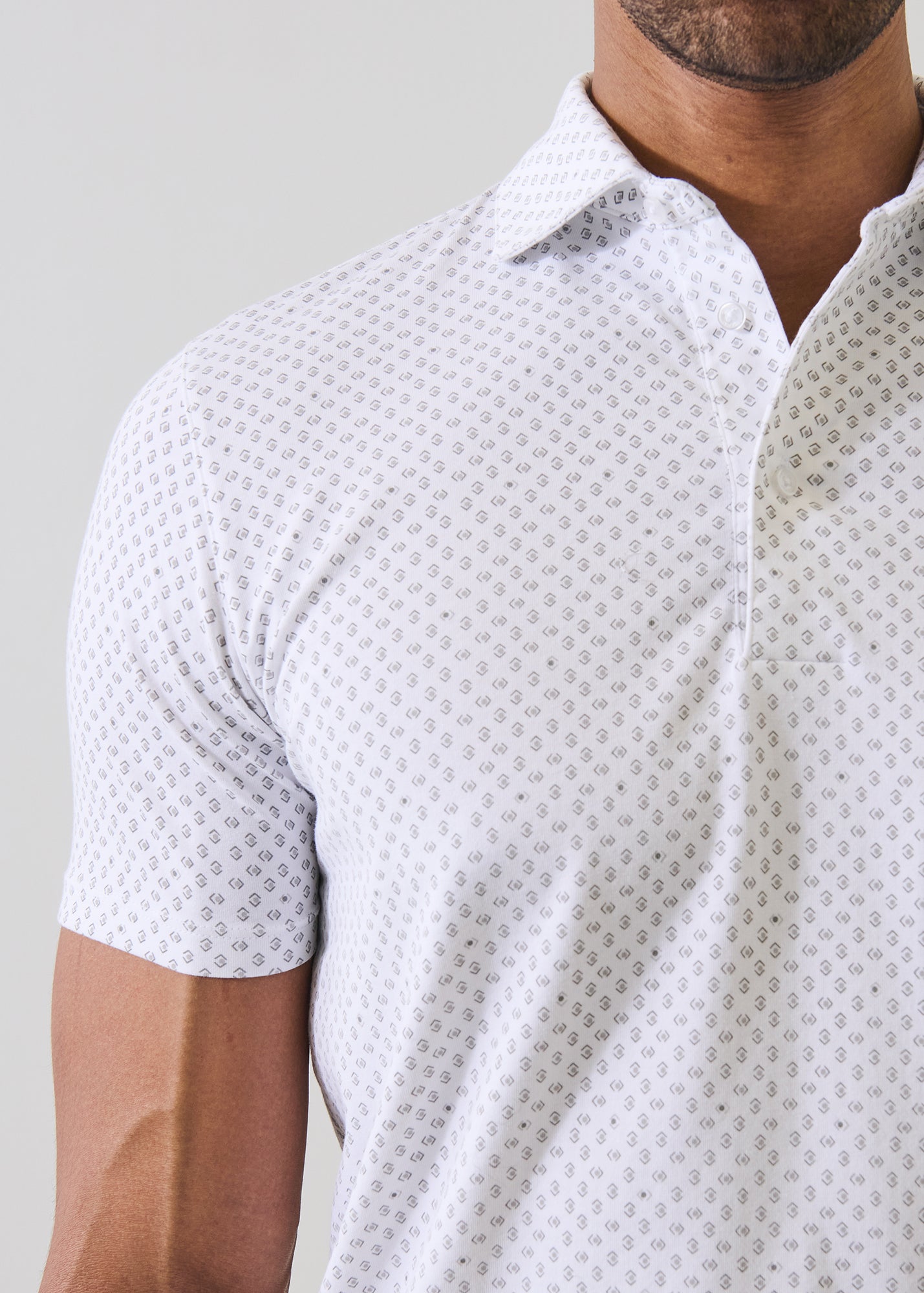 Pima Cotton Stretch Neat Print Polo - PATRICK ASSARAF