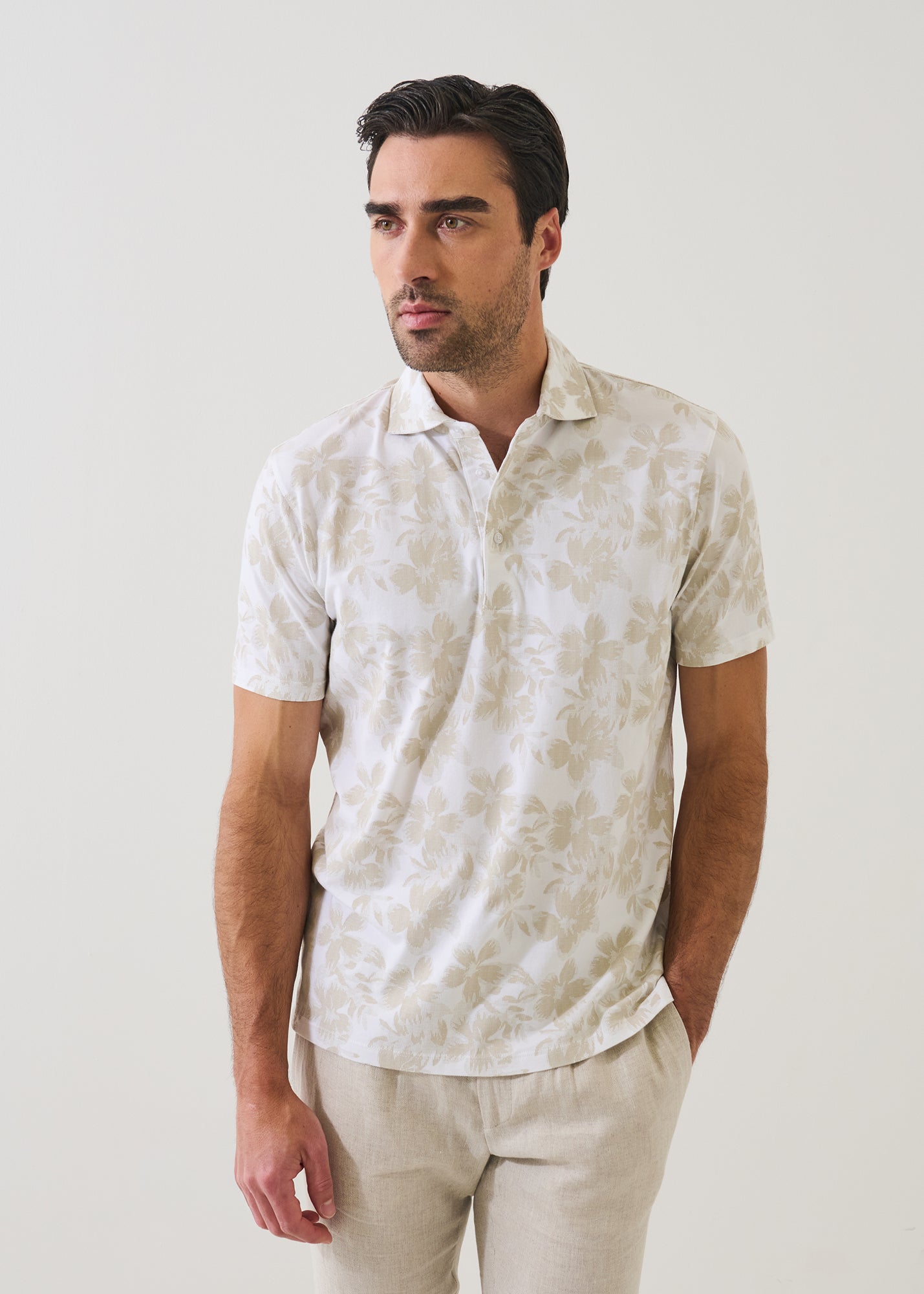 Pima Cotton Stretch Tropical Print Polo - PATRICK ASSARAF