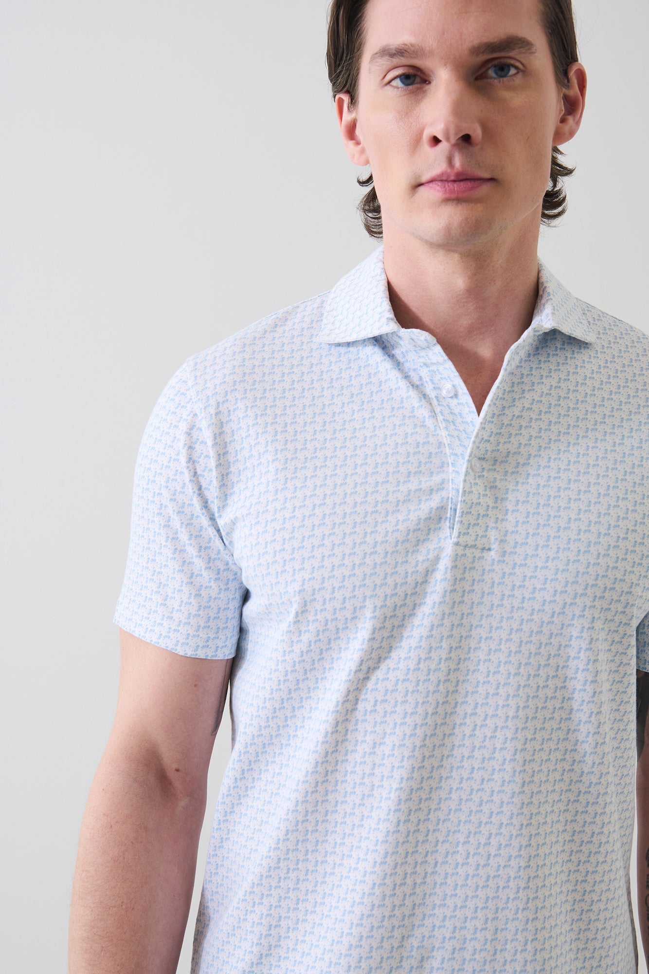 Pima Cotton Stretch Mini Floral Print Polo - PATRICK ASSARAF