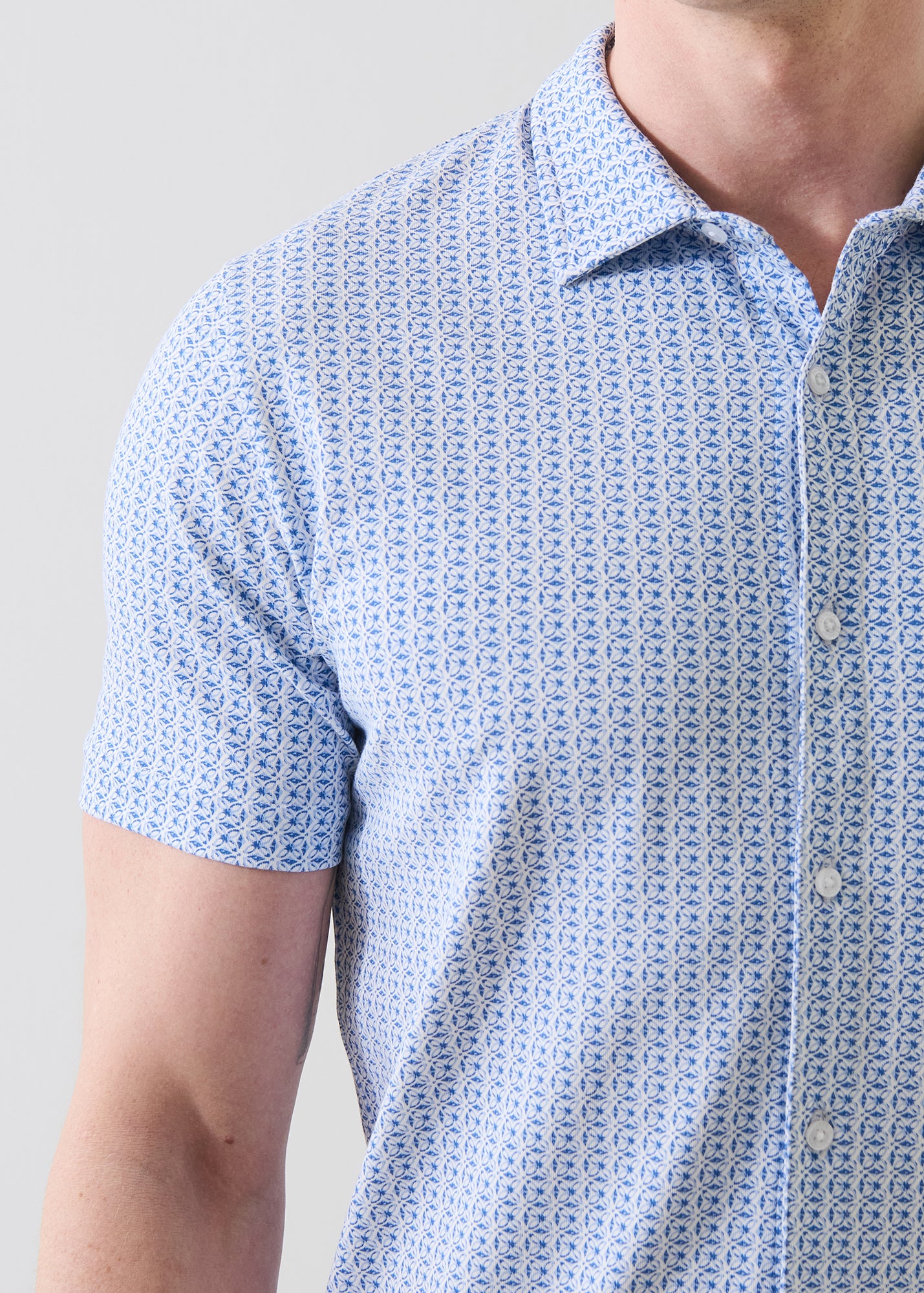 Pima Cotton Stretch Mini Geometric Print Shirt - PATRICK ASSARAF