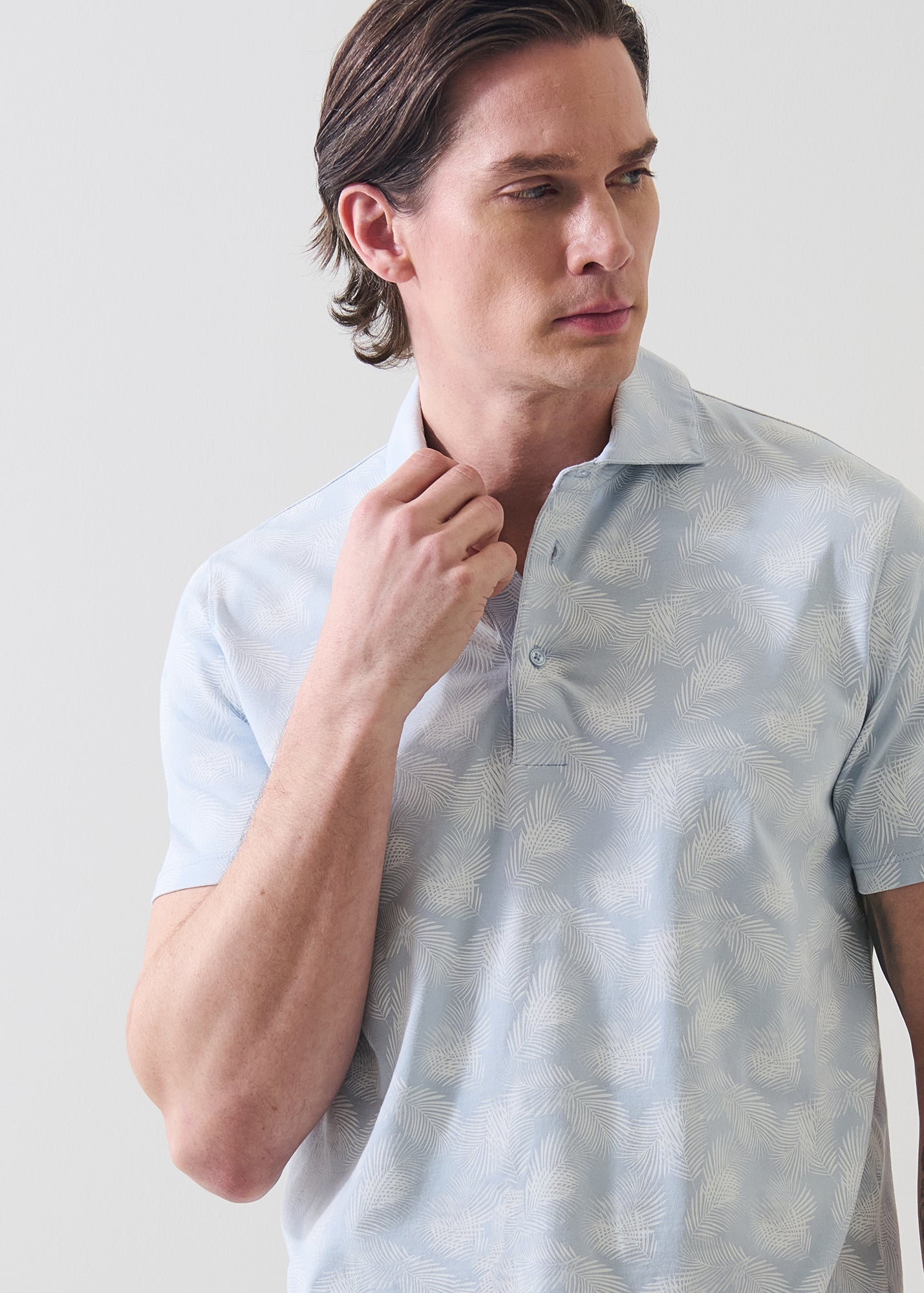 Pima Cotton Stretch Tropical Leaf Print Polo - PATRICK ASSARAF