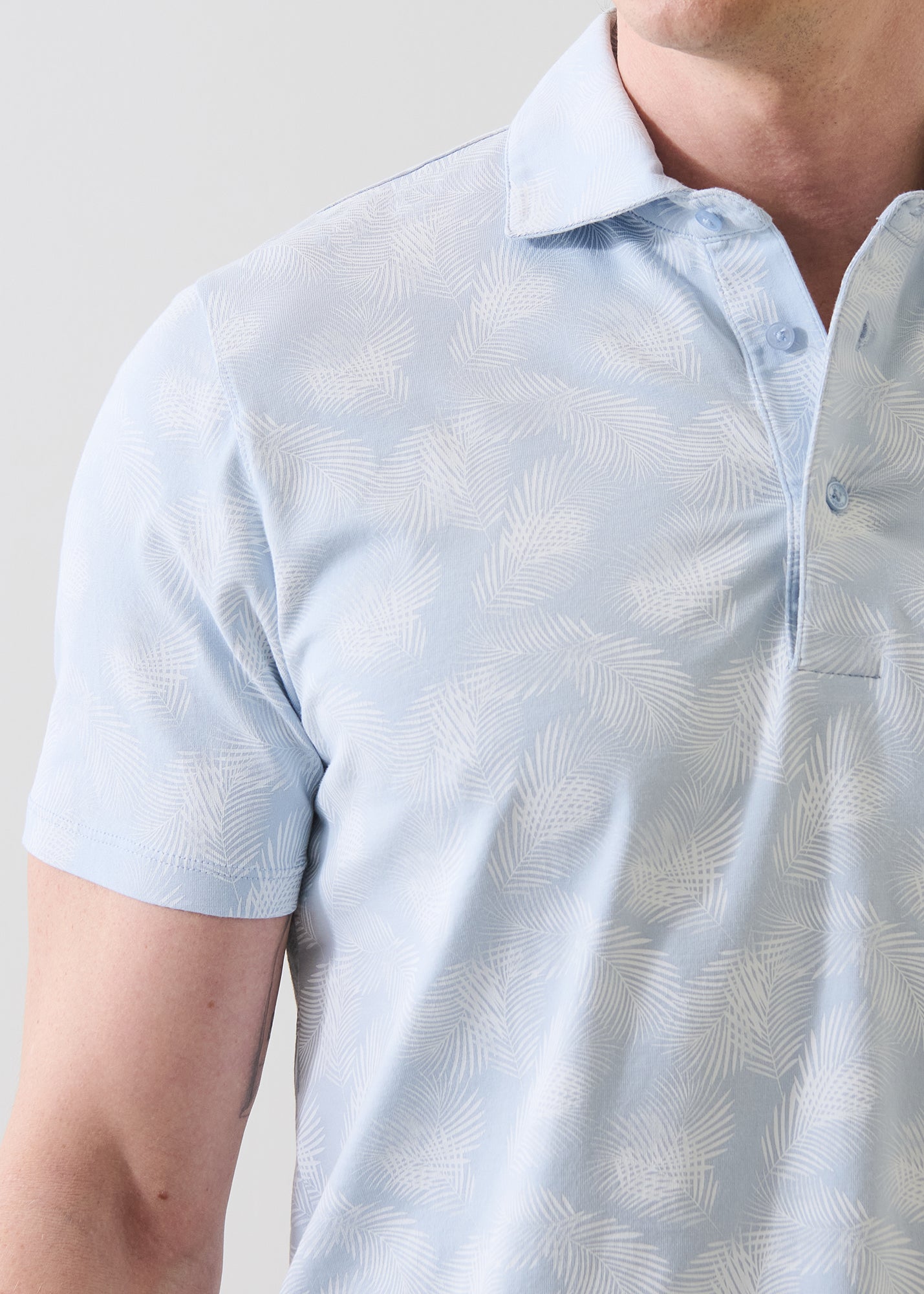 Pima Cotton Stretch Tropical Leaf Print Polo - PATRICK ASSARAF