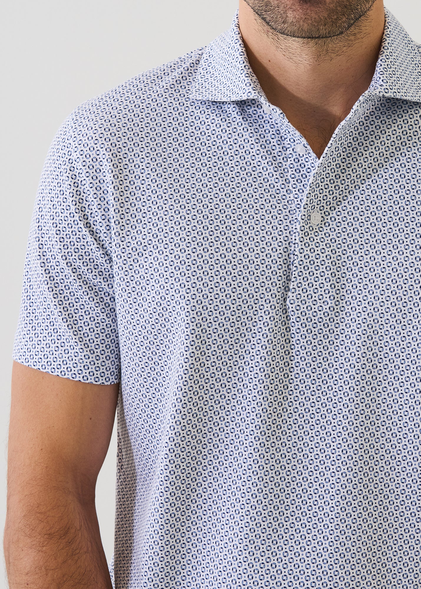 Pima Cotton Stretch Micro Geometric Print Polo