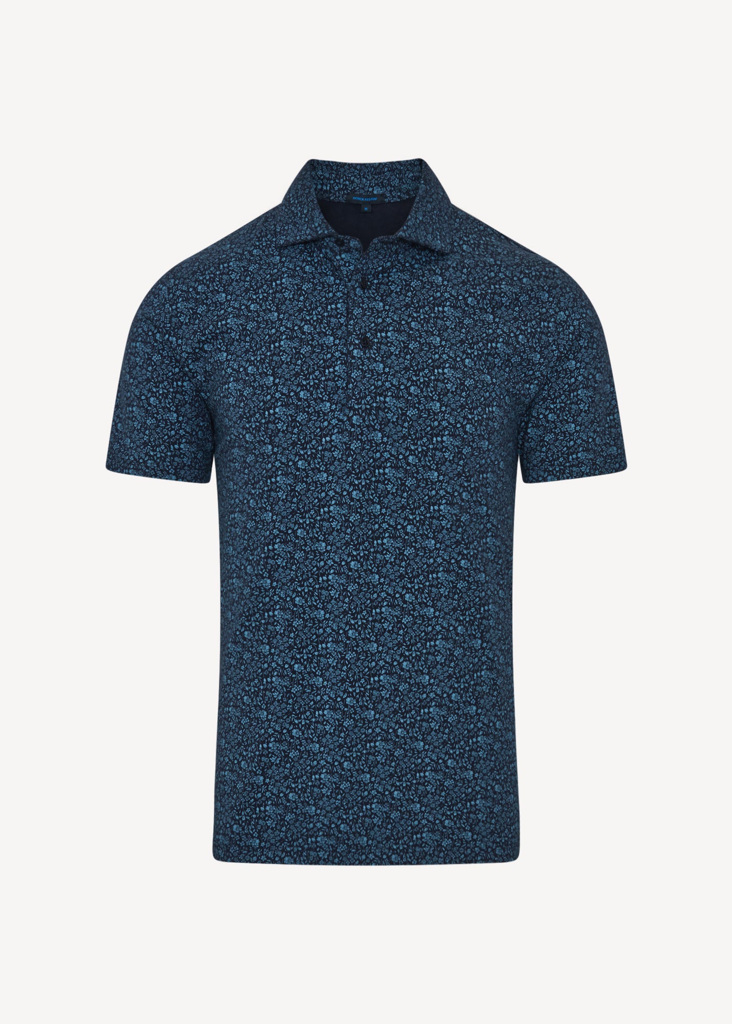Pima Cotton Stretch Micro Floral Print Polo - PATRICK ASSARAF