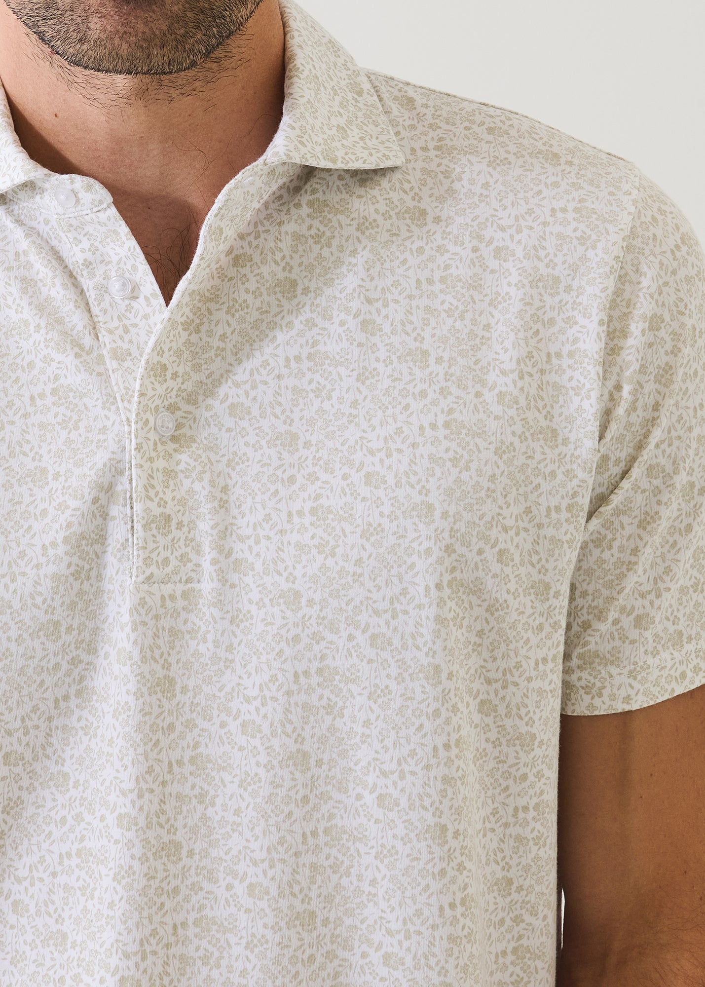 Pima Cotton Stretch Micro Floral Print Polo - PATRICK ASSARAF