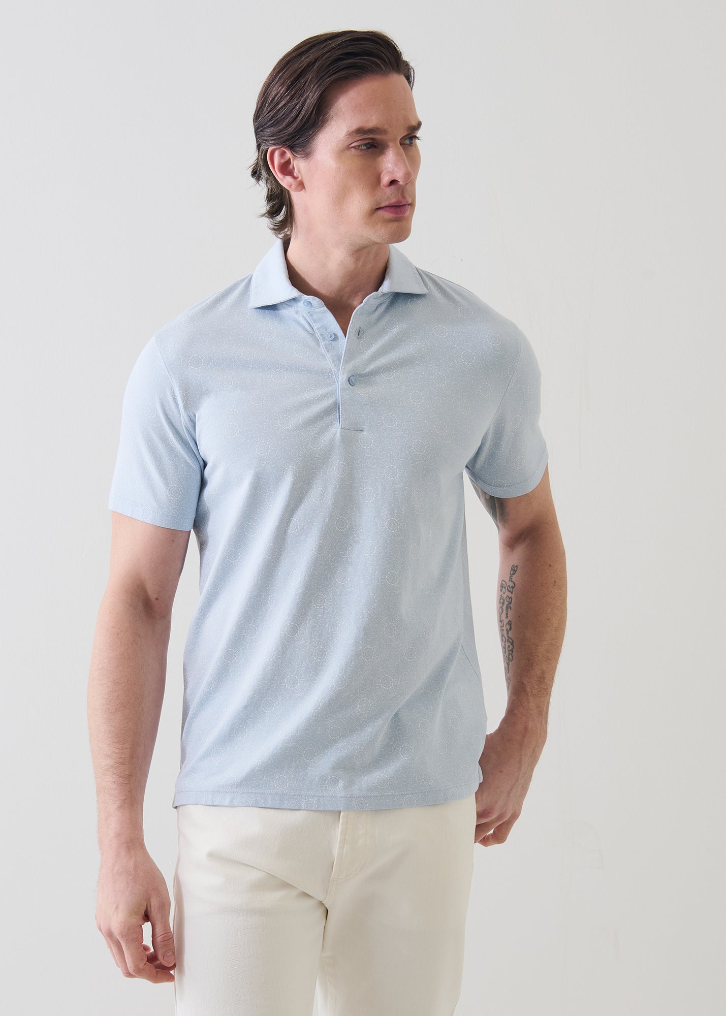 Pima Cotton Stretch Abstract Print Polo - PATRICK ASSARAF