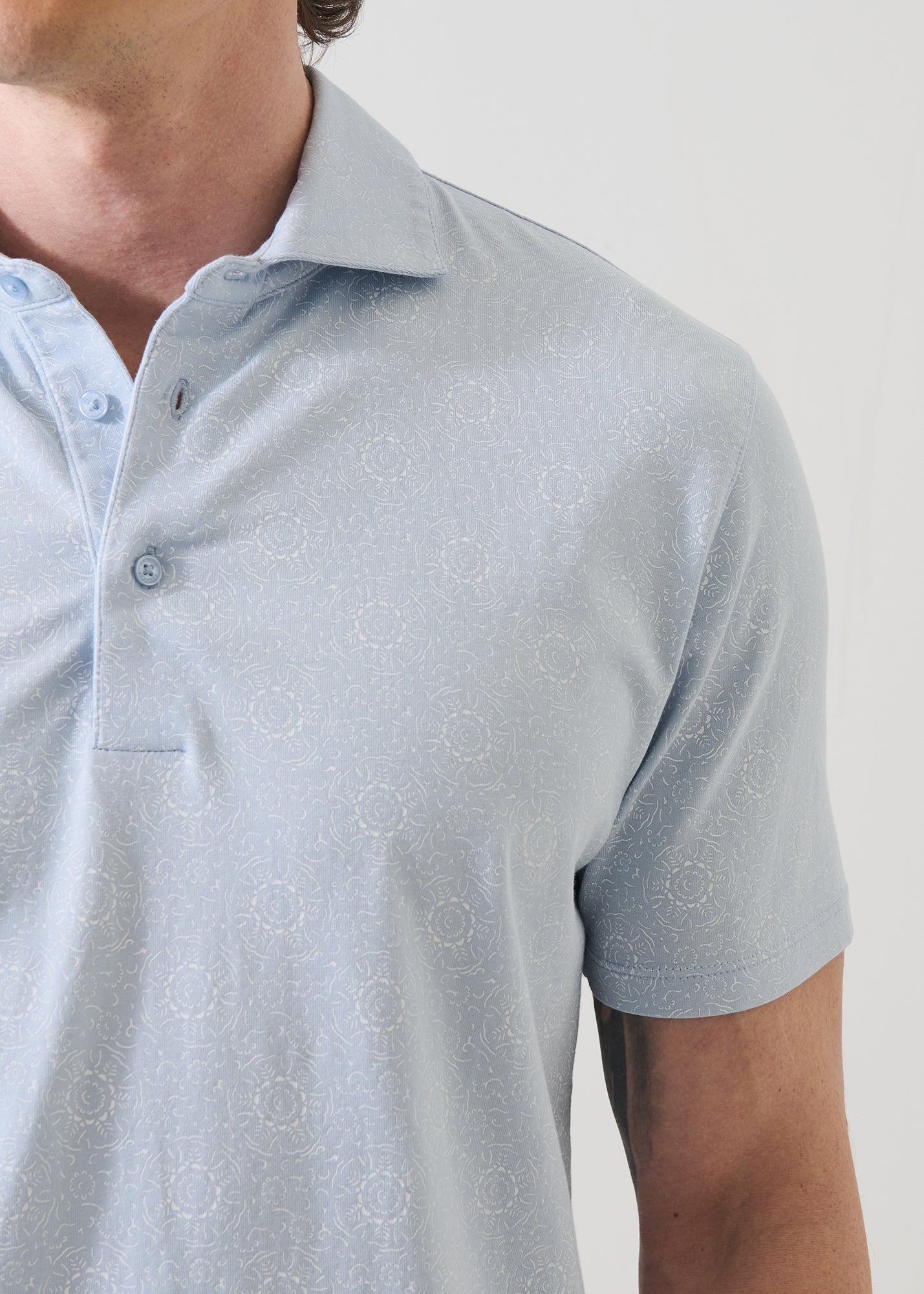 Pima Cotton Stretch Abstract Print Polo - PATRICK ASSARAF