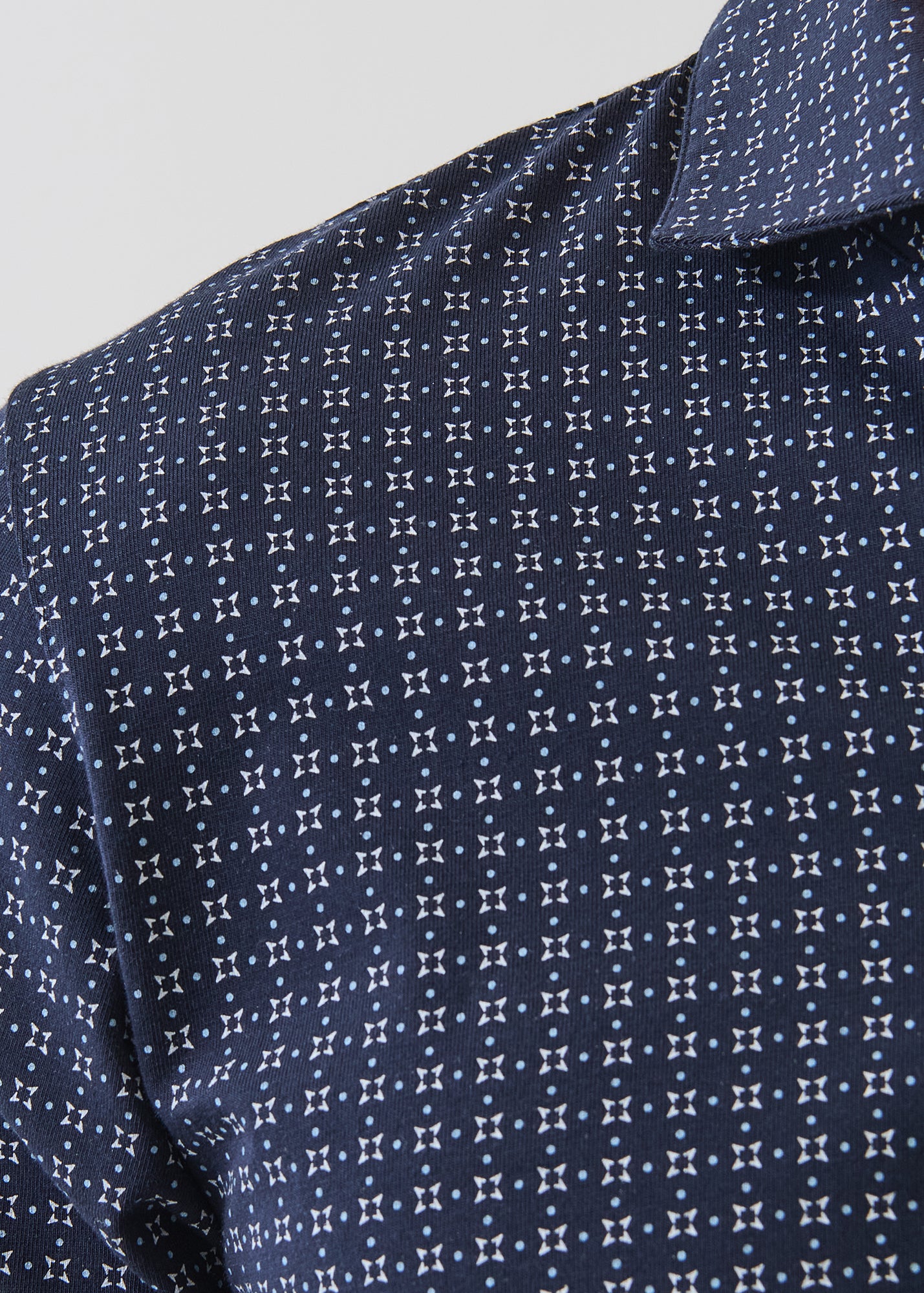 Pima Cotton Stretch Micro Geometric Print Polo - PATRICK ASSARAF