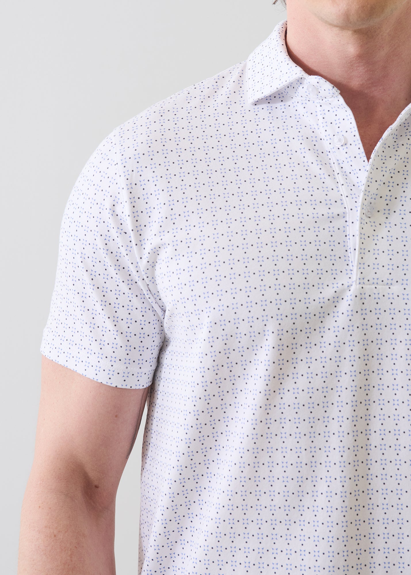 Pima Cotton Stretch Micro Geometric Print Polo - PATRICK ASSARAF