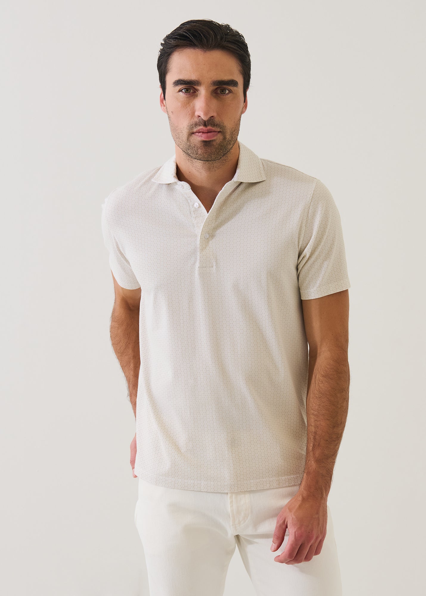 Pima Cotton Stretch Micro Geometric Print Polo