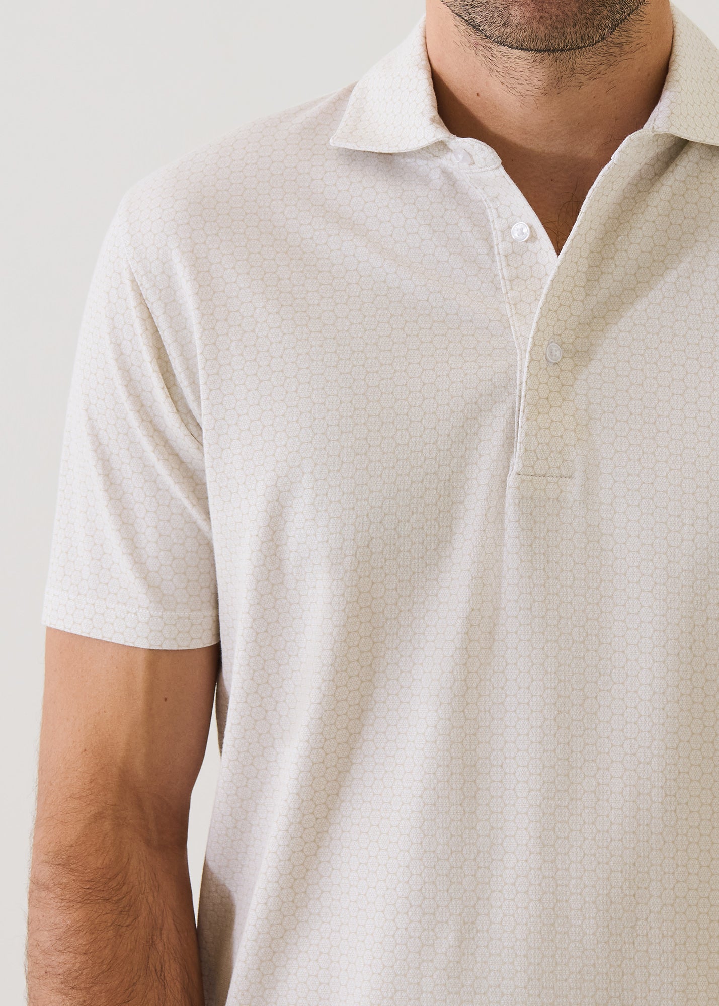 Pima Cotton Stretch Micro Geometric Print Polo