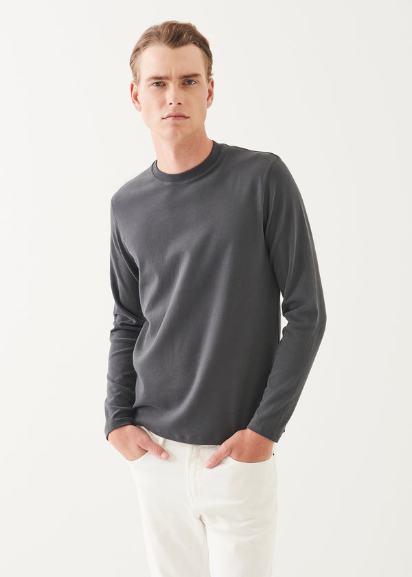 Pima Cotton Stretch  Brushed Long Sleeve T-Shirt