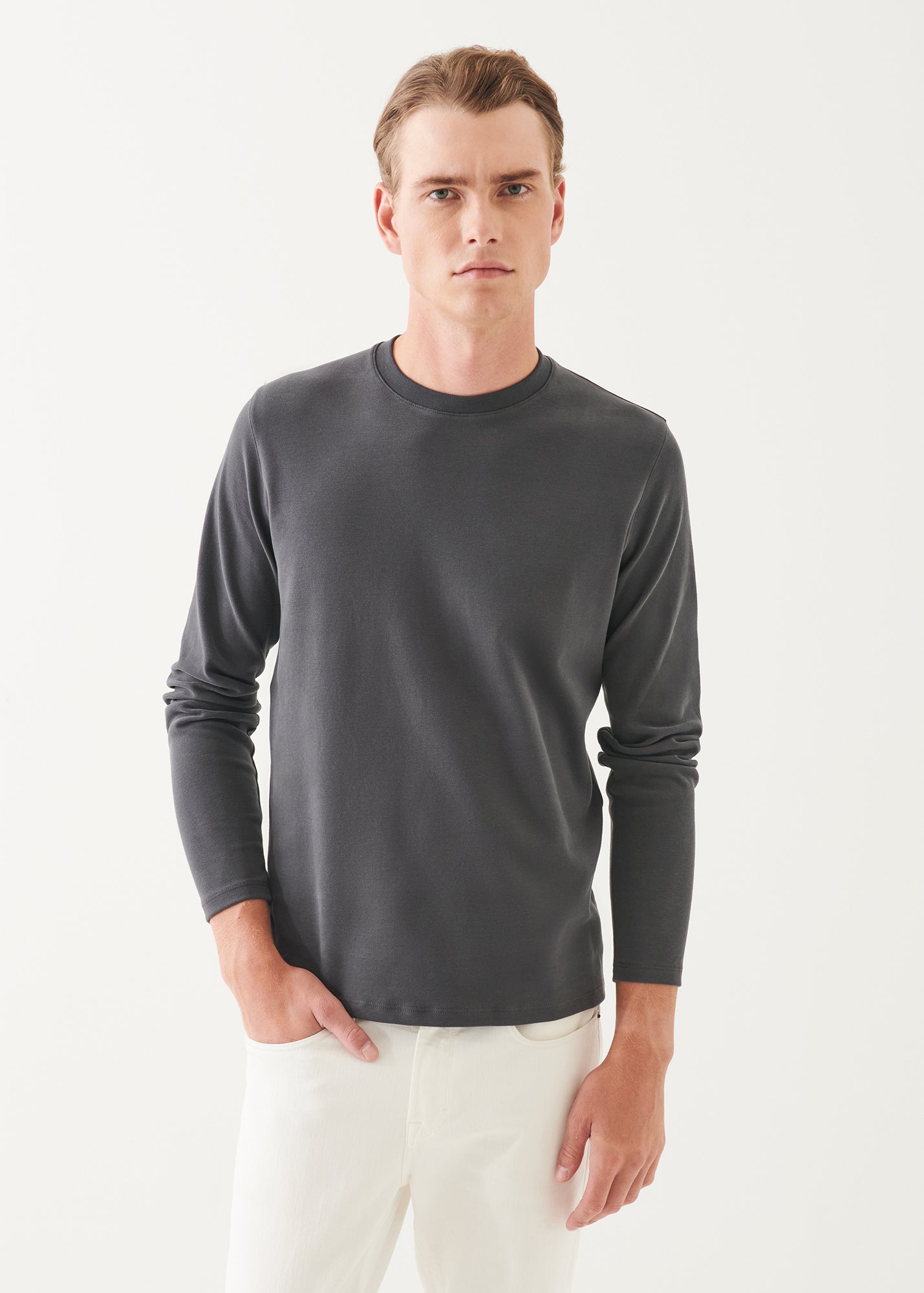 Pima Cotton Stretch  Brushed Long Sleeve T-Shirt