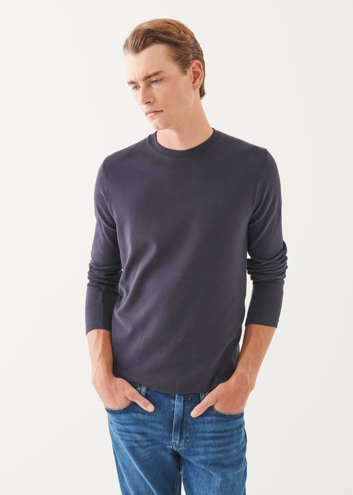 Pima Cotton Stretch  Brushed Long Sleeve T-Shirt
