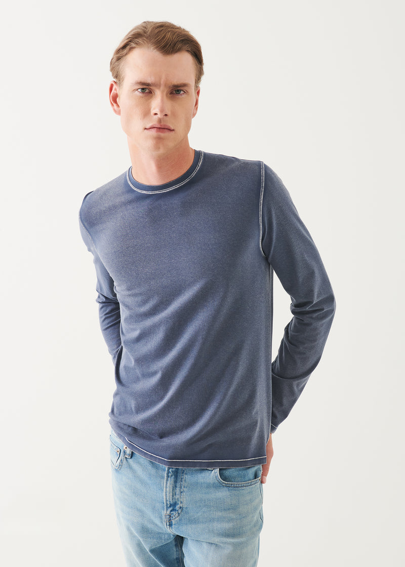 Pima Cotton Stretch Vintage Wash Long Sleeve T-Shirt