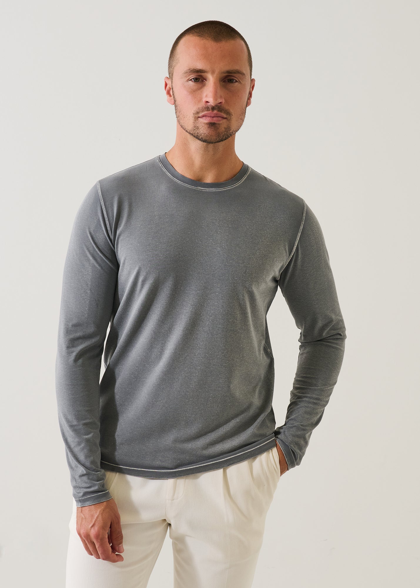 Pima Cotton Stretch Vintage Wash Long Sleeve T-Shirt