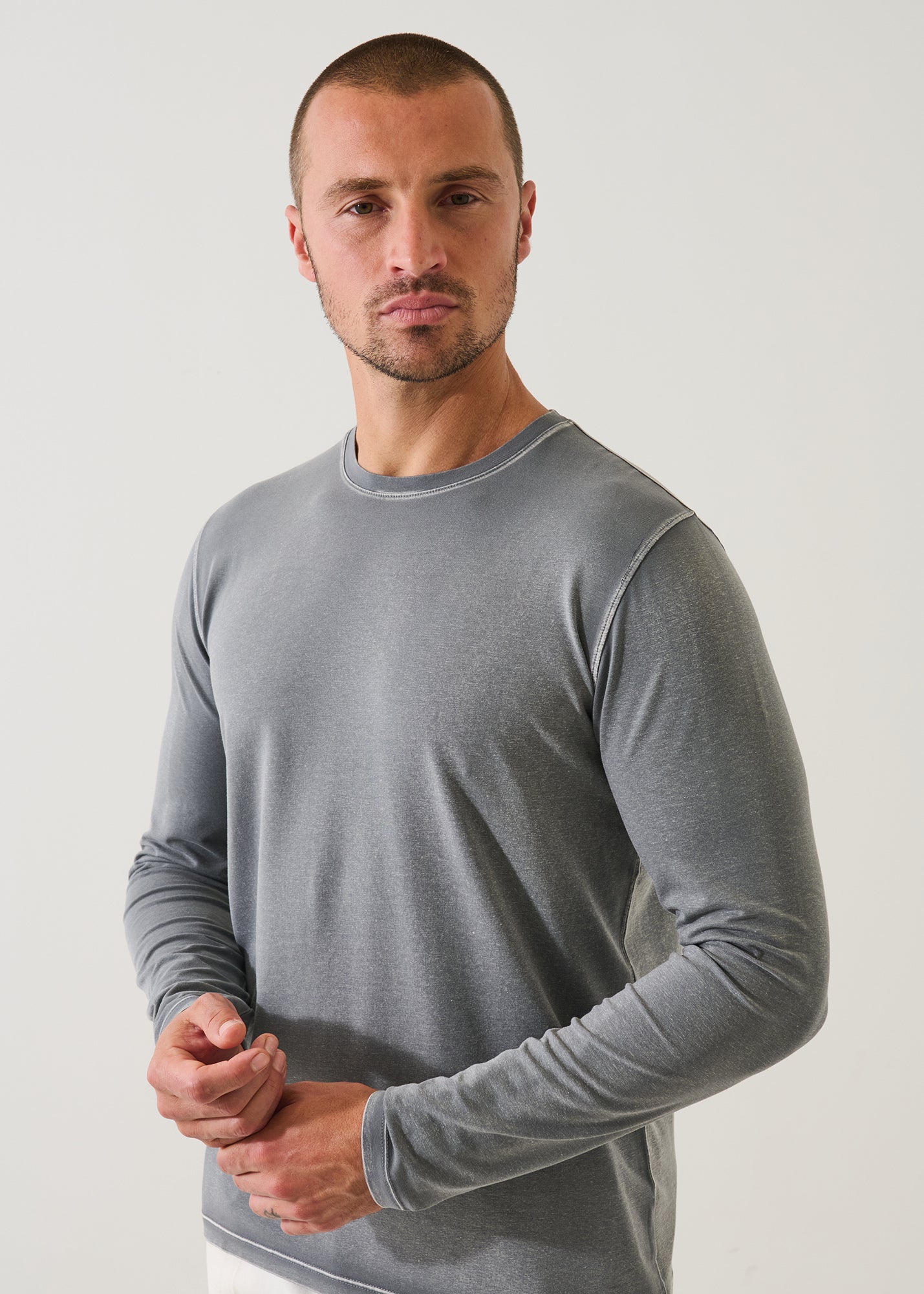 Pima Cotton Stretch Vintage Wash Long Sleeve T-Shirt