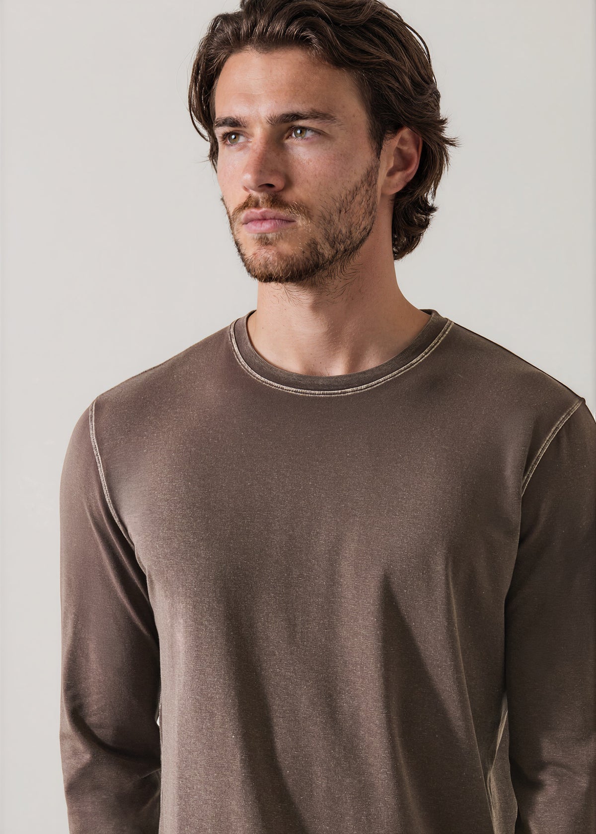 Pima Cotton Stretch Vintage Wash Long Sleeve T-Shirt - PATRICK ASSARAF