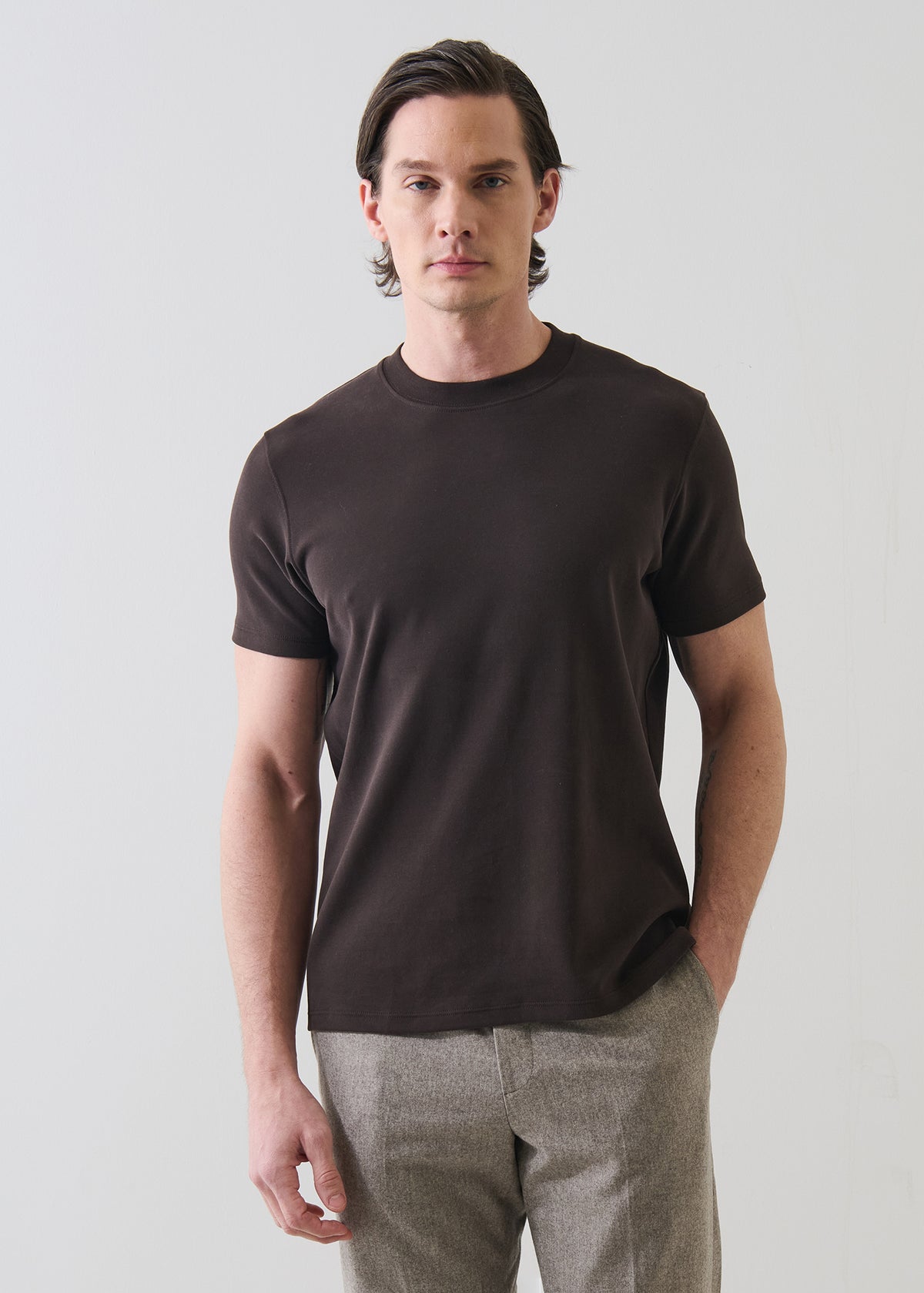Pima Cotton Stretch Brushed T-Shirt - PATRICK ASSARAF