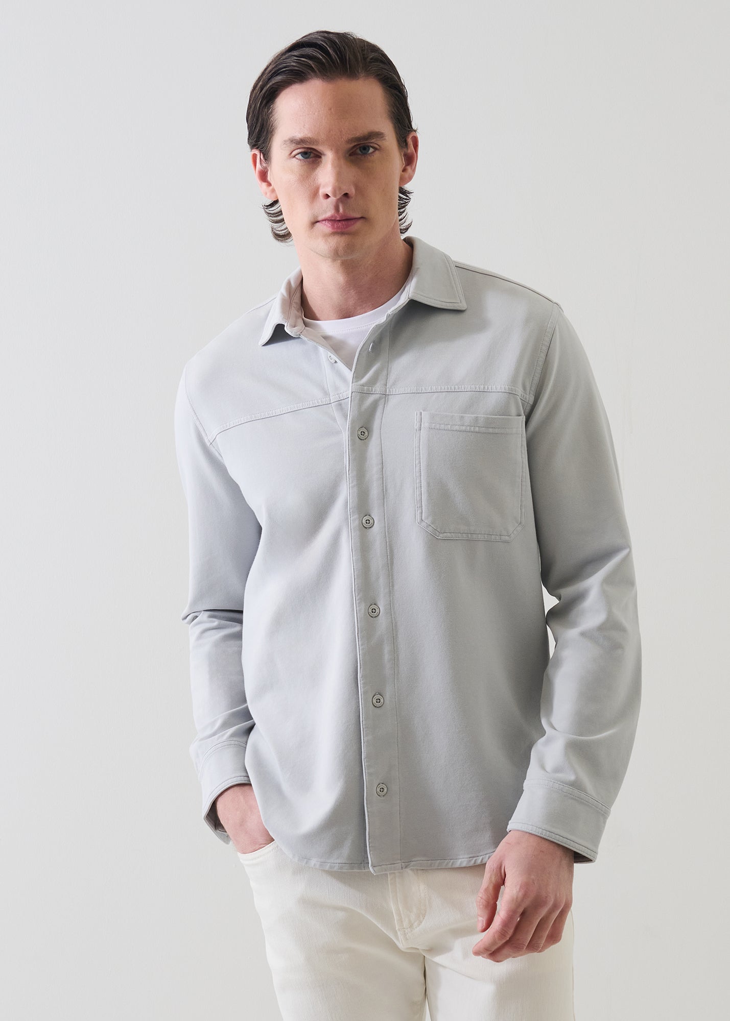Pima Cotton French Terry Vintage Wash Overshirt - PATRICK ASSARAF