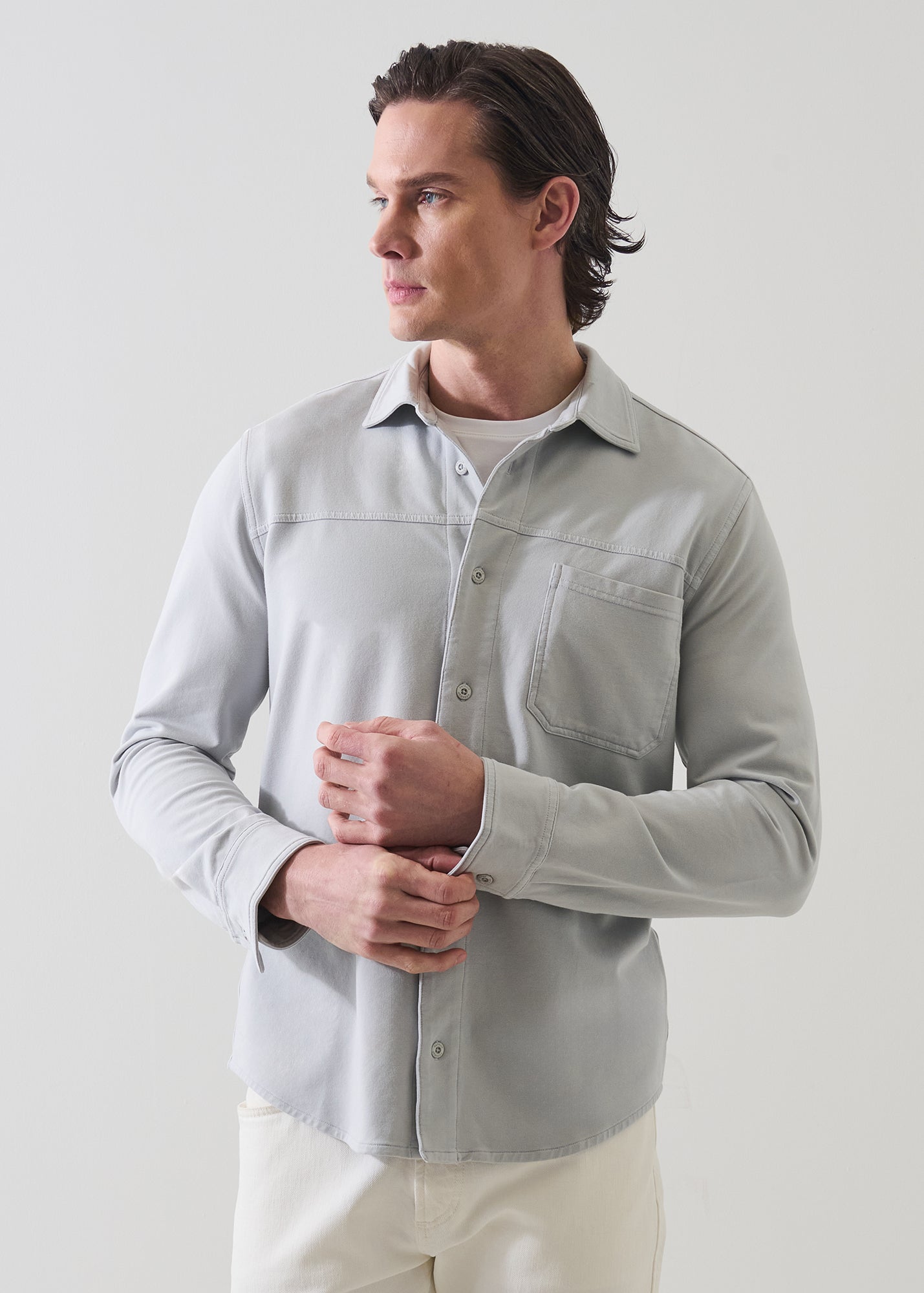 Pima Cotton French Terry Vintage Wash Overshirt - PATRICK ASSARAF