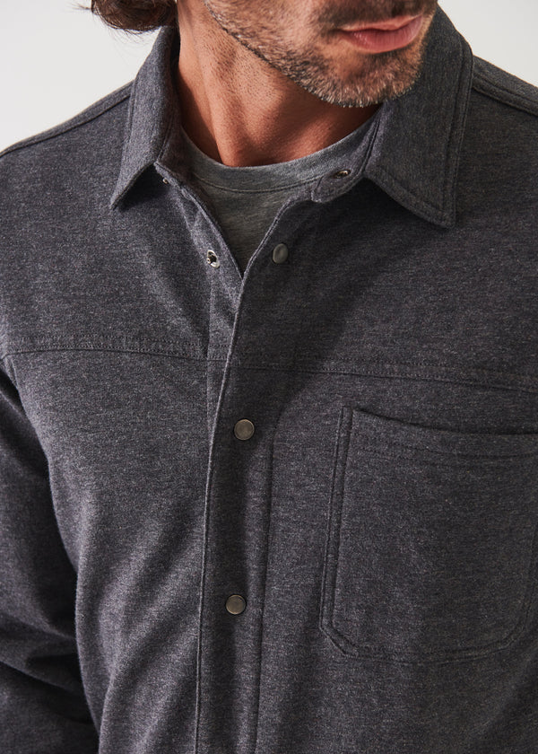 Pima Stretch Fleece Snap-Front Overshirt