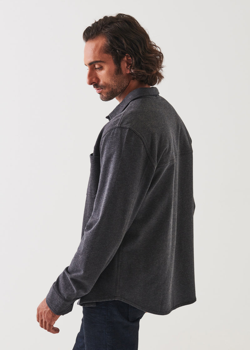 Pima Stretch Fleece Snap-Front Overshirt