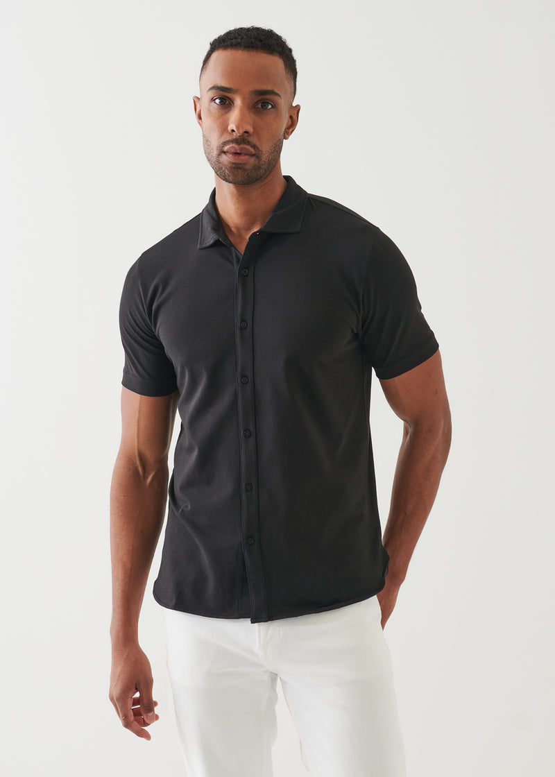 Pima Cotton Stretch Button Front Shirt