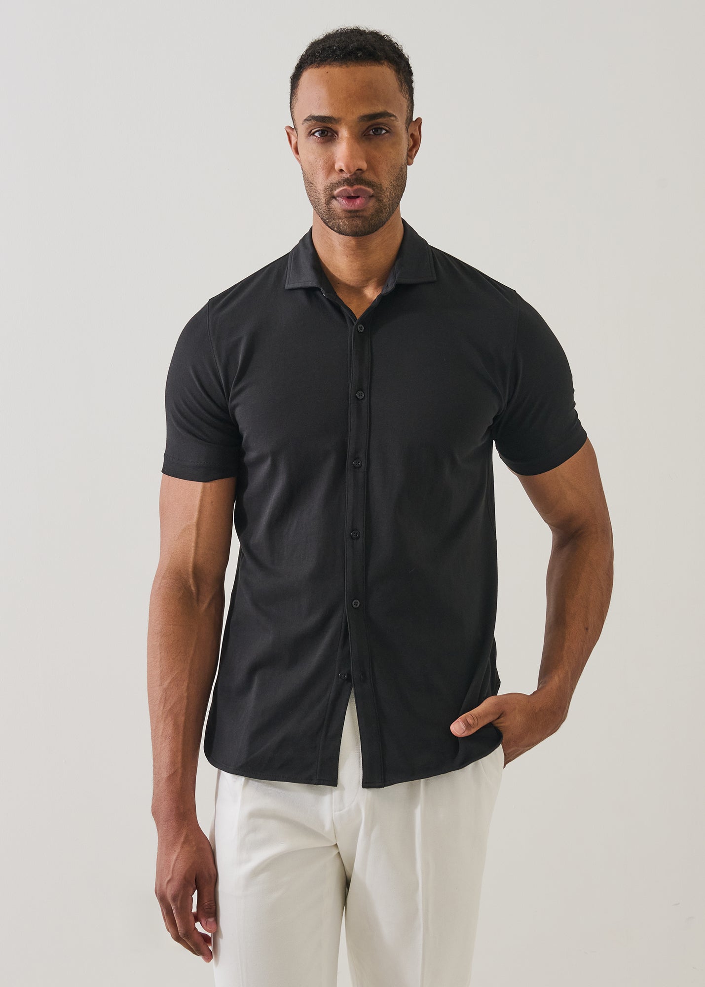 Pima Cotton Stretch Button Front Shirt - PATRICK ASSARAF