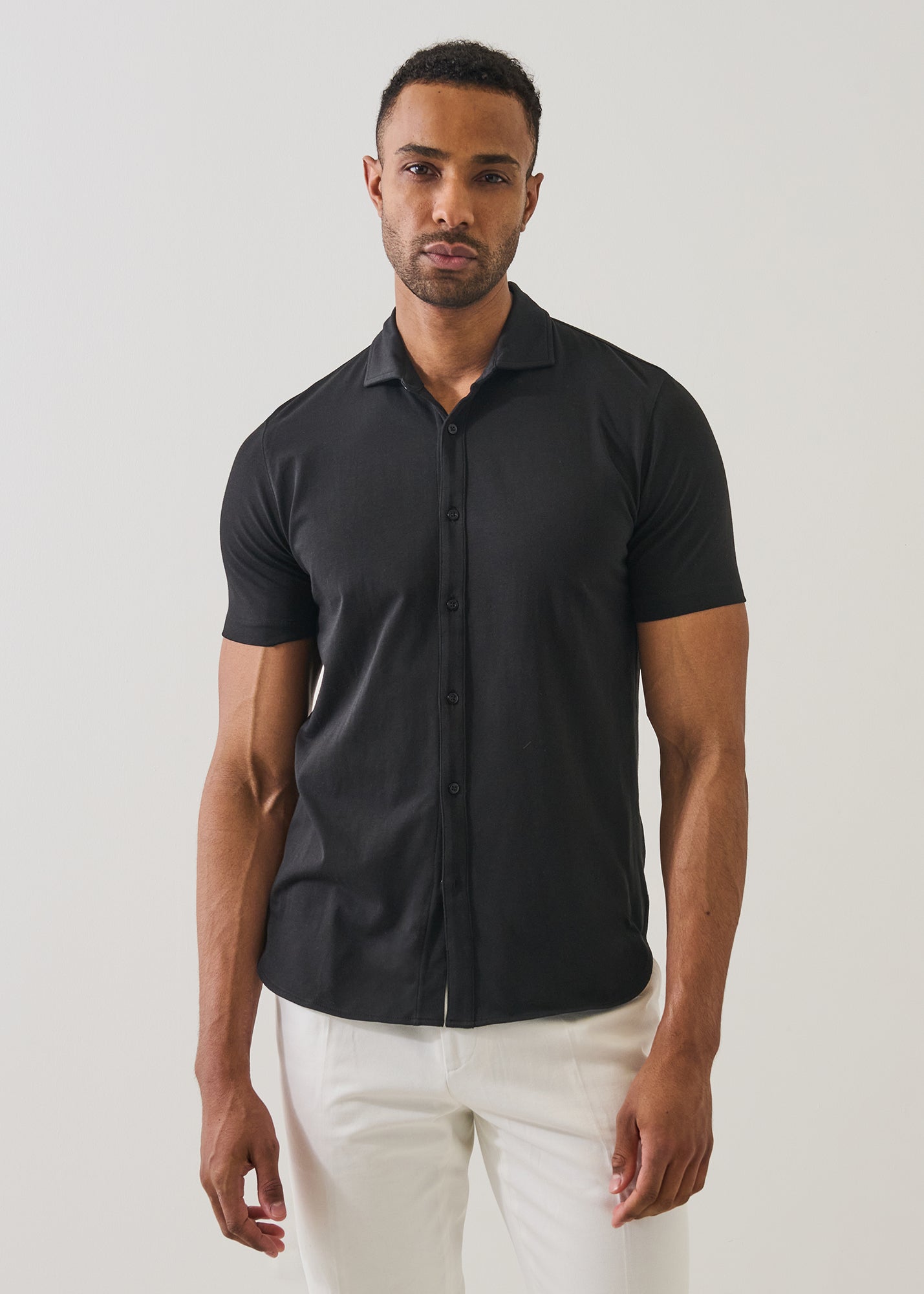 Pima Cotton Stretch Button Front Shirt - PATRICK ASSARAF
