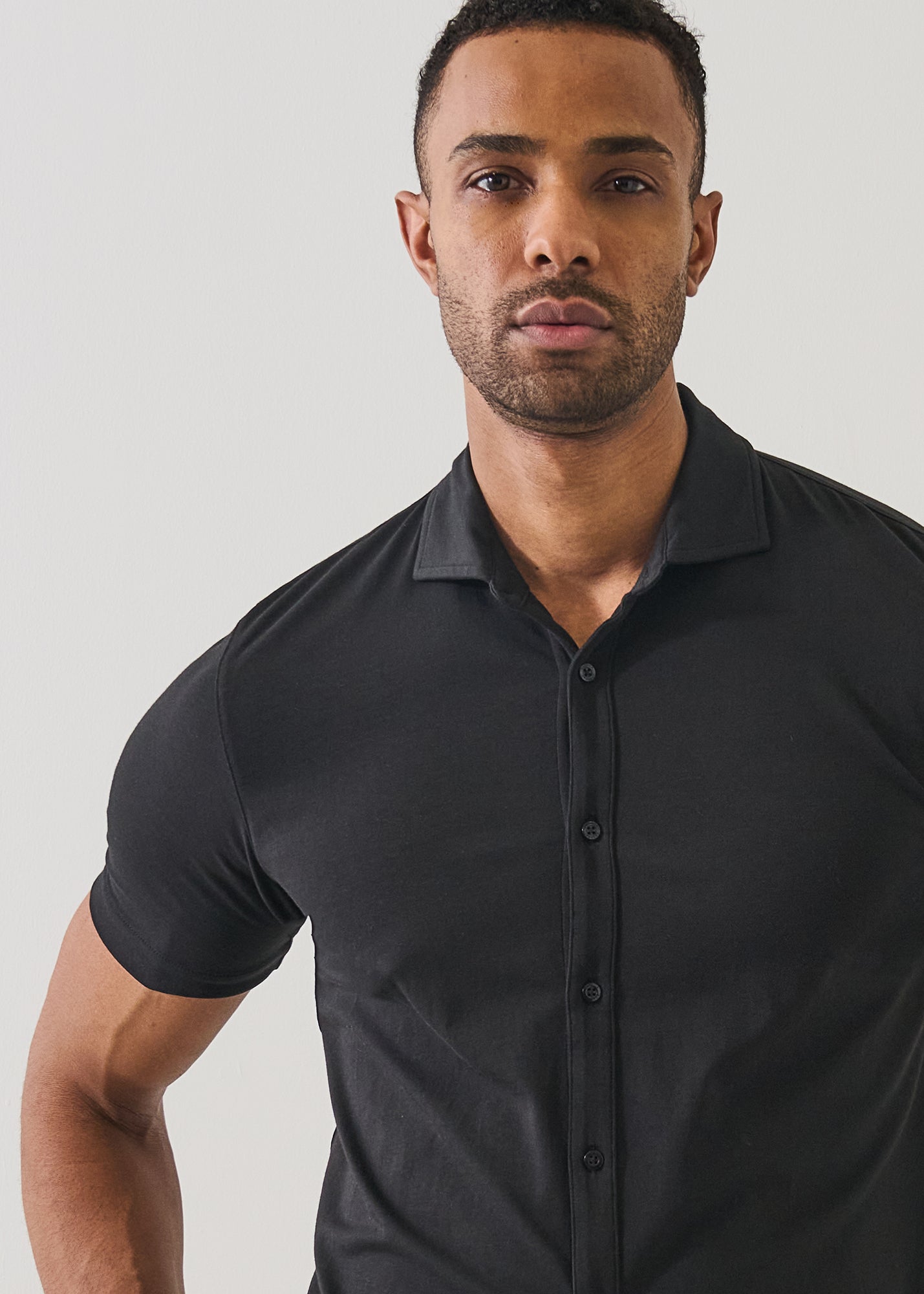 Pima Cotton Stretch Button Front Shirt - PATRICK ASSARAF