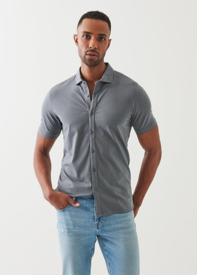 Pima Cotton Stretch Button Front Shirt