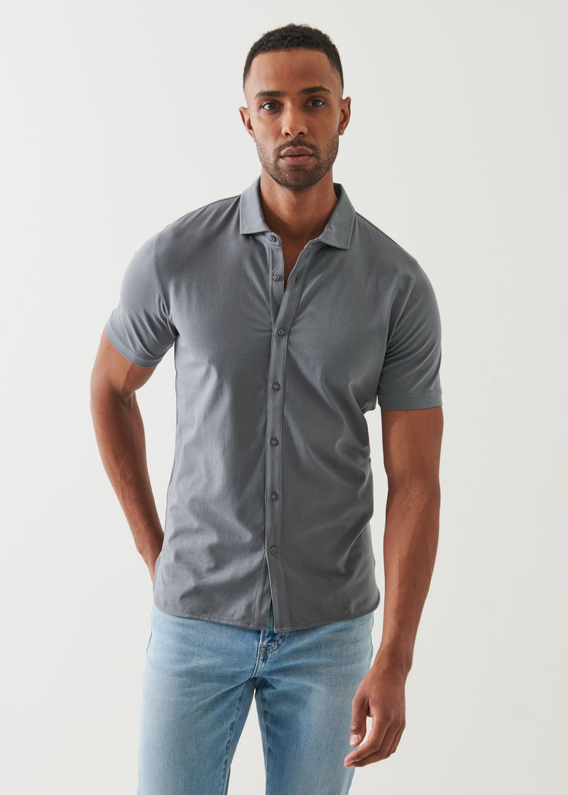 Pima Cotton Stretch Button Front Shirt