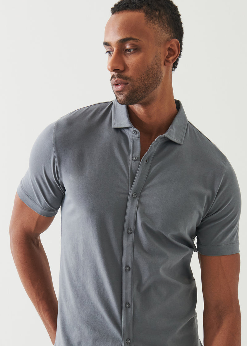 Pima Cotton Stretch Button Front Shirt