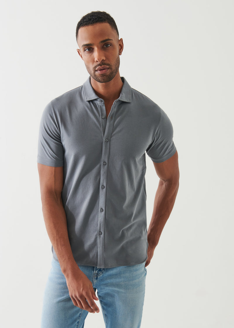 Pima Cotton Stretch Button Front Shirt