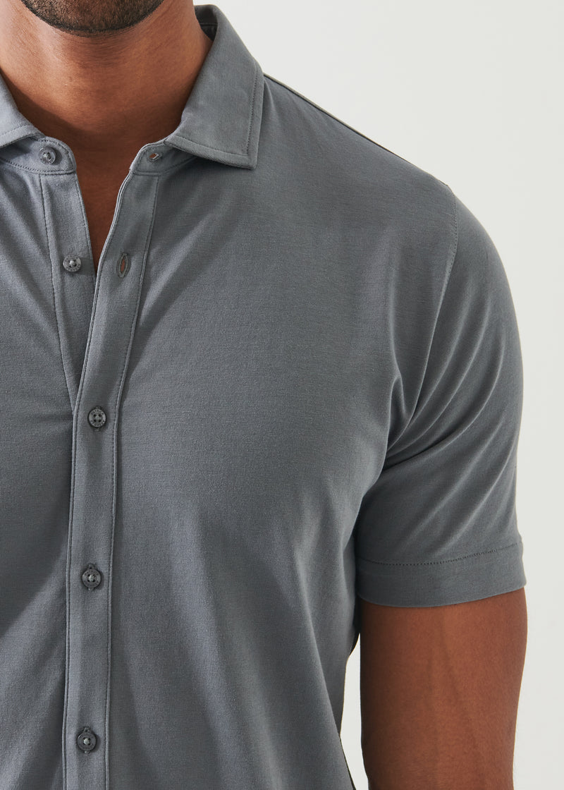 Pima Cotton Stretch Button Front Shirt