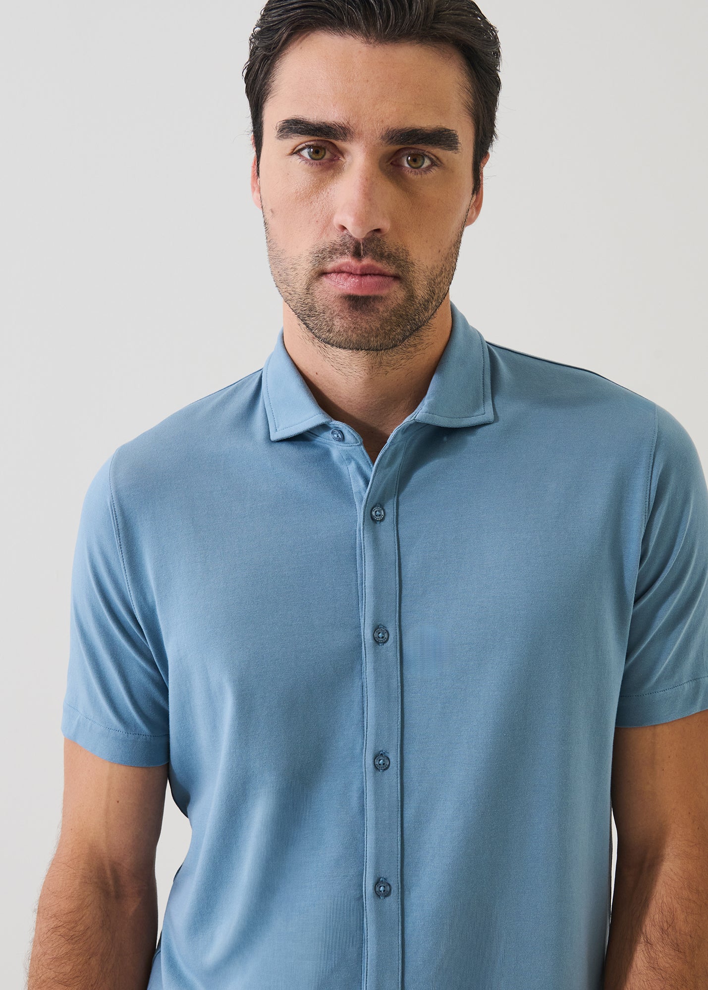Pima Cotton Stretch Button Front Shirt - PATRICK ASSARAF