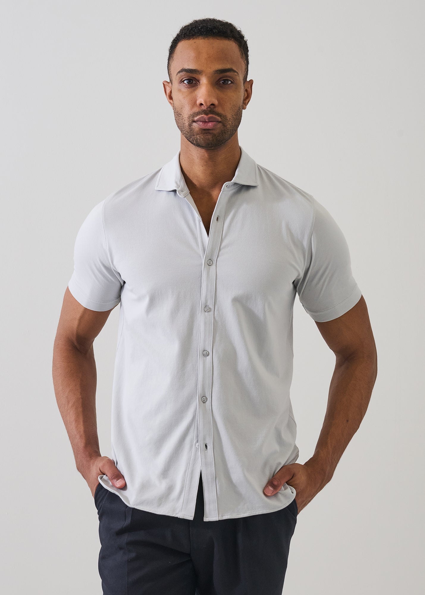 Pima Cotton Stretch Button Front Shirt - PATRICK ASSARAF