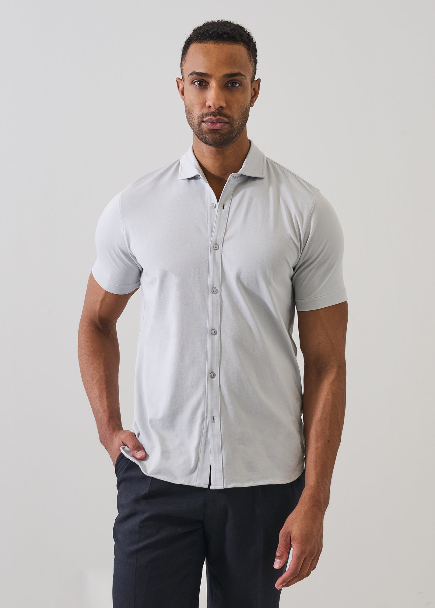 Pima Cotton Stretch Button Front Shirt - PATRICK ASSARAF
