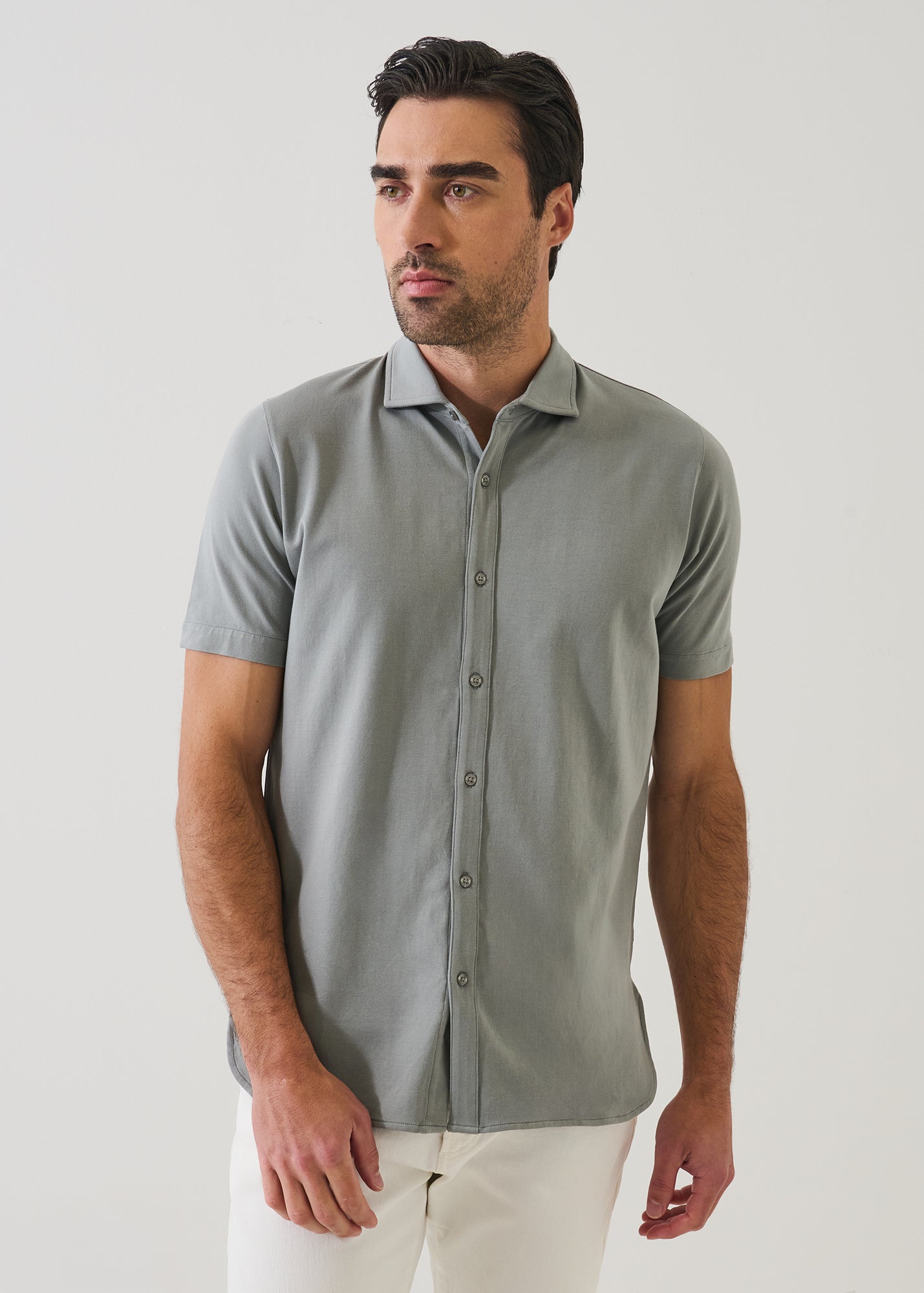 Pima Cotton Stretch Button Front Shirt - PATRICK ASSARAF