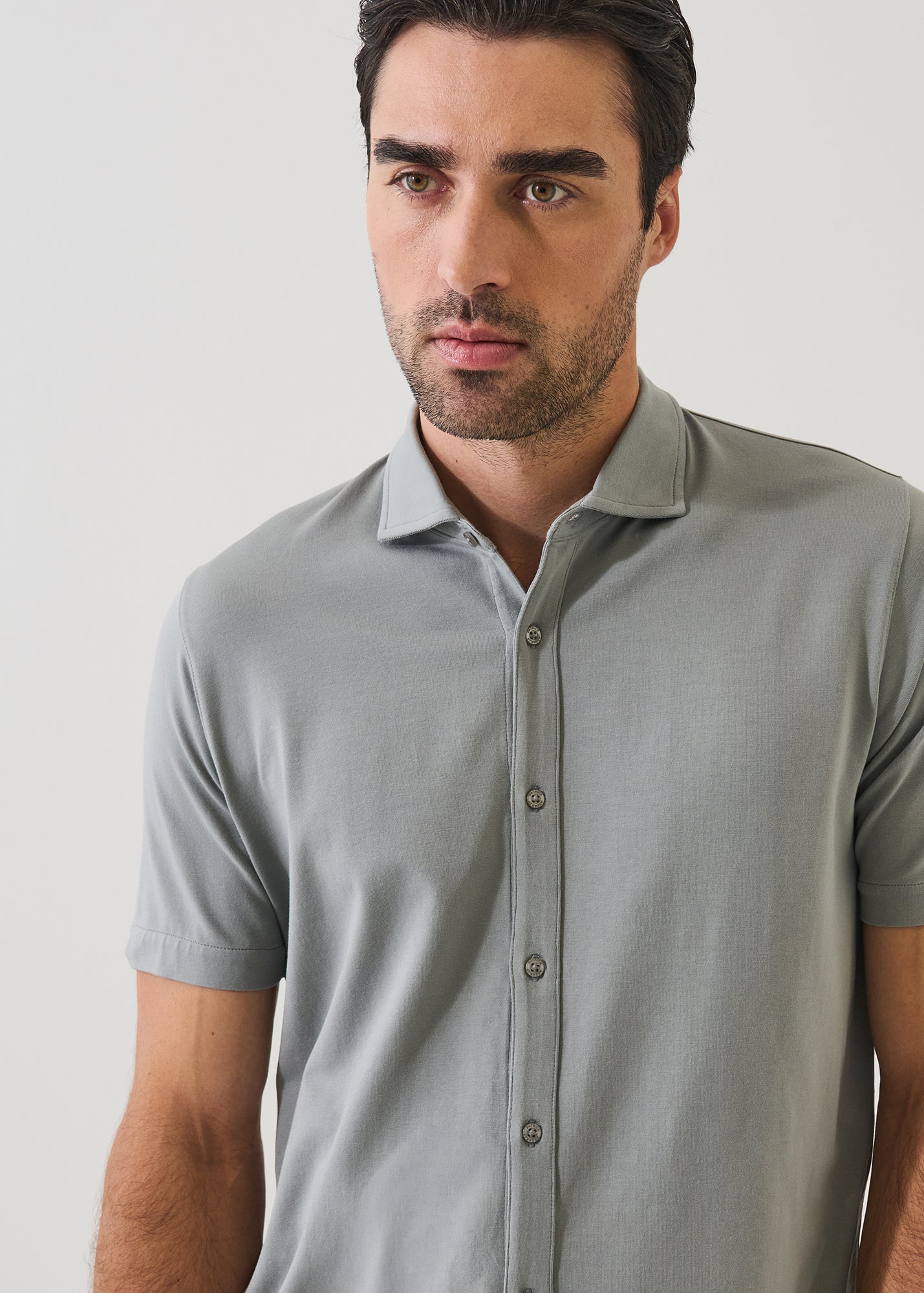 Pima Cotton Stretch Button Front Shirt - PATRICK ASSARAF