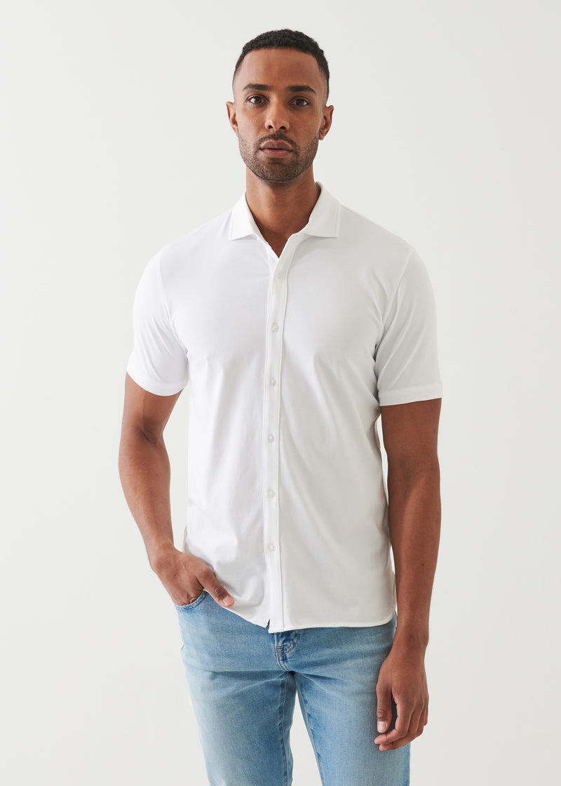 Pima Cotton Stretch Button Front Shirt